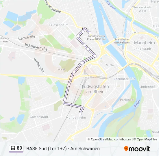 80 Bus Line Map