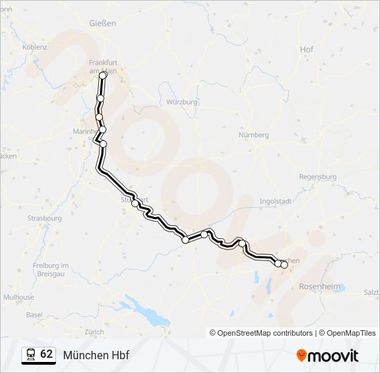 Поезд 62: карта маршрута
