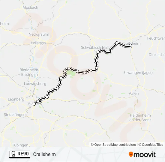 RE90 Train Line Map