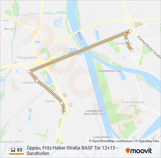 83 Bus Line Map