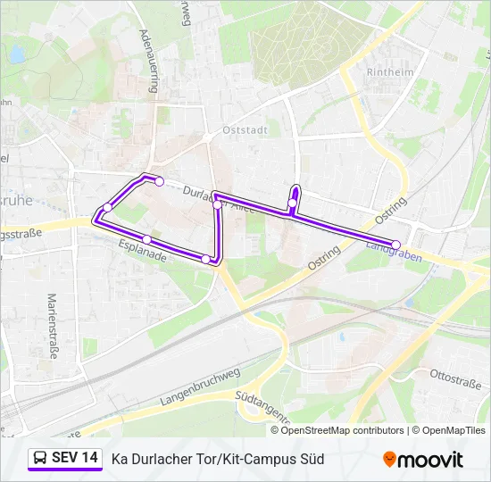 SEV 14 Bus Line Map