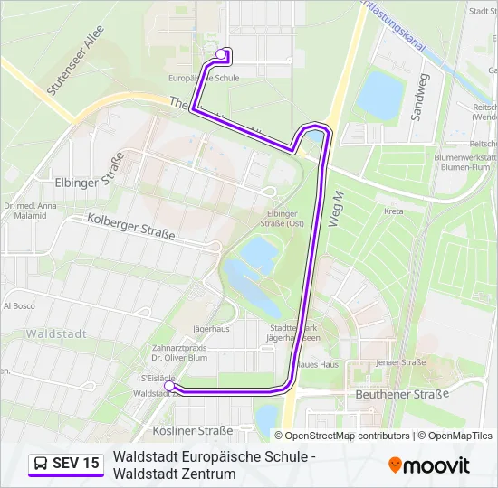 SEV 15 Bus Line Map