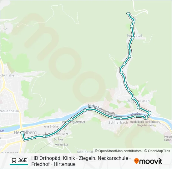 Автобус 36E: карта маршрута