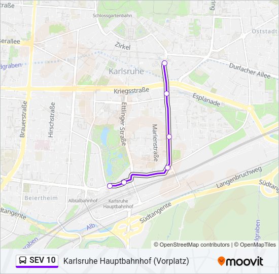 Автобус SEV 10: карта маршрута