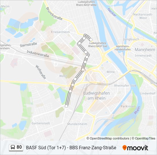 Автобус 80: карта маршрута