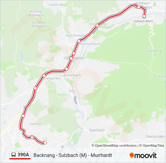 390A Bus Line Map