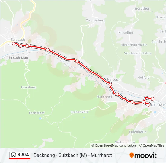 390A Bus Line Map