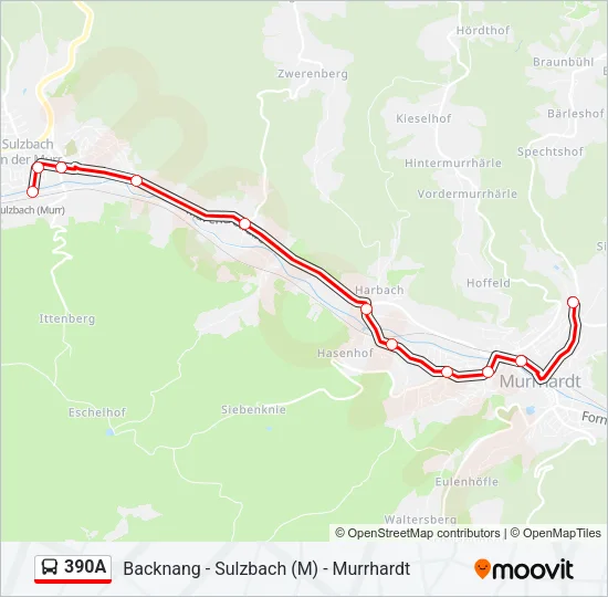 390A Bus Line Map