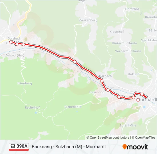 390A Bus Line Map