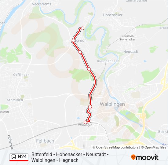 N24 Bus Line Map