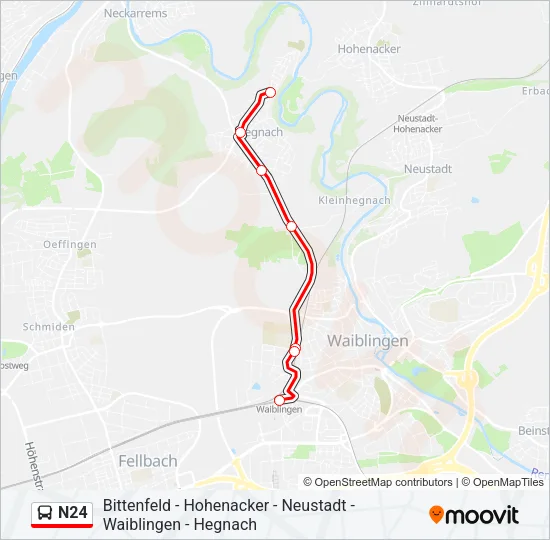 N24 Bus Line Map