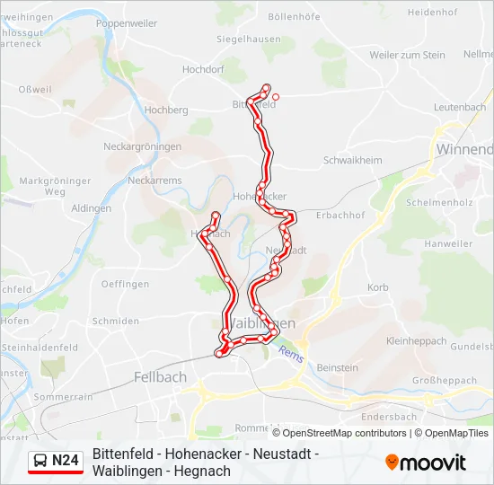 N24 Bus Line Map