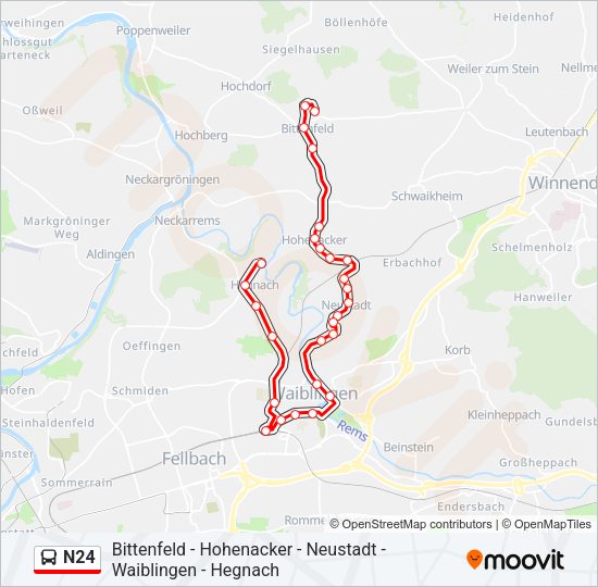 N24 Bus Line Map