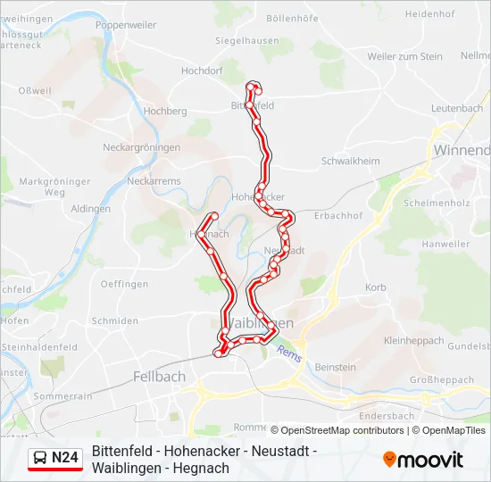 N24 Bus Line Map
