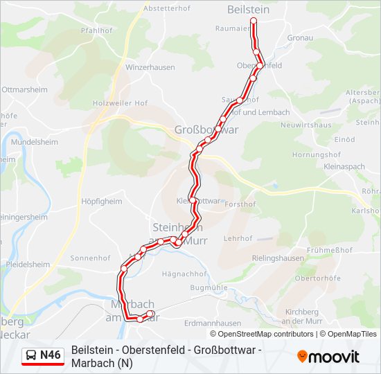 N46 Bus Line Map