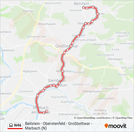 N46 Bus Line Map
