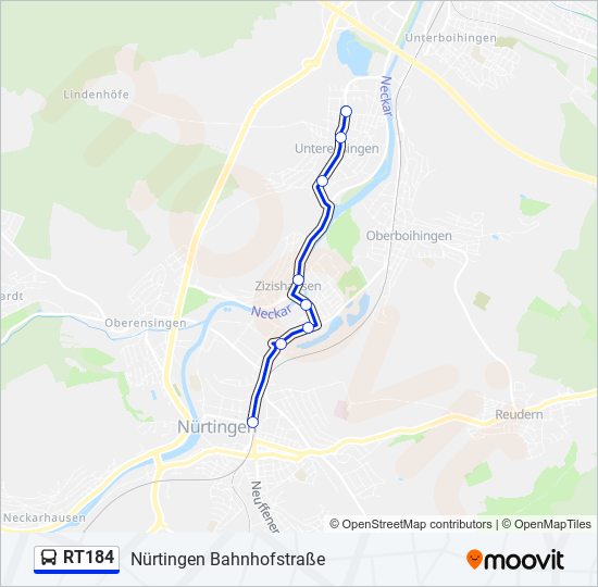 RT184 bus Line Map