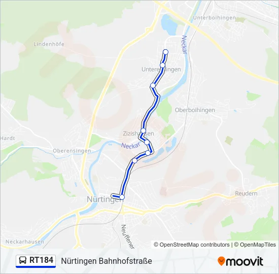 RT184 Bus Line Map