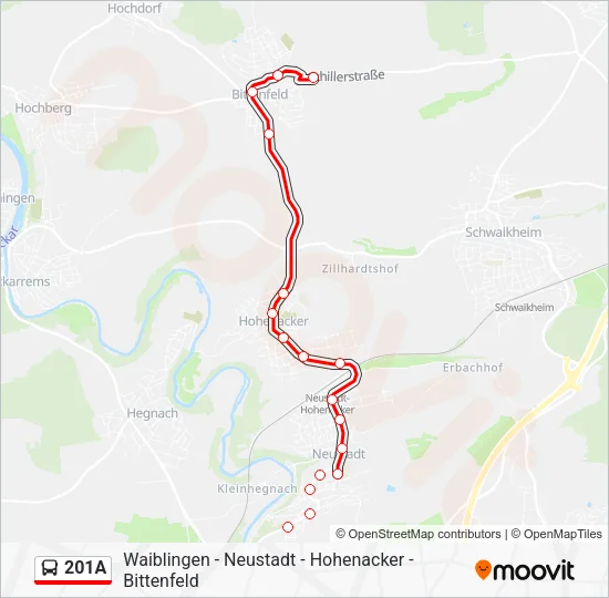 201A Bus Line Map
