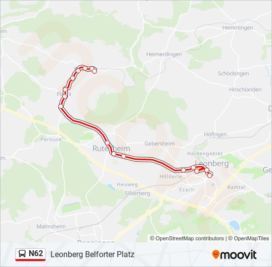 N62 bus Line Map