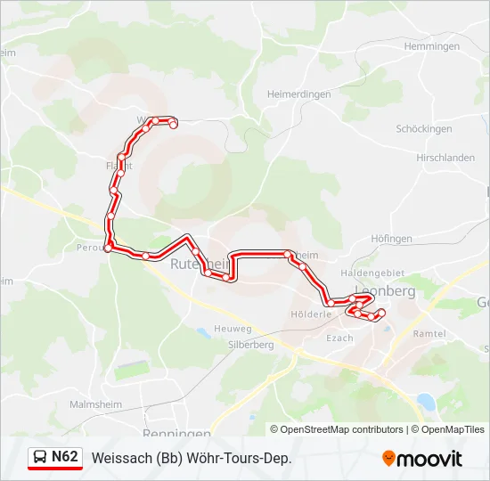 N62 Bus Line Map
