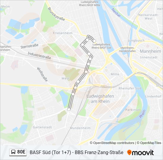80E Bus Line Map