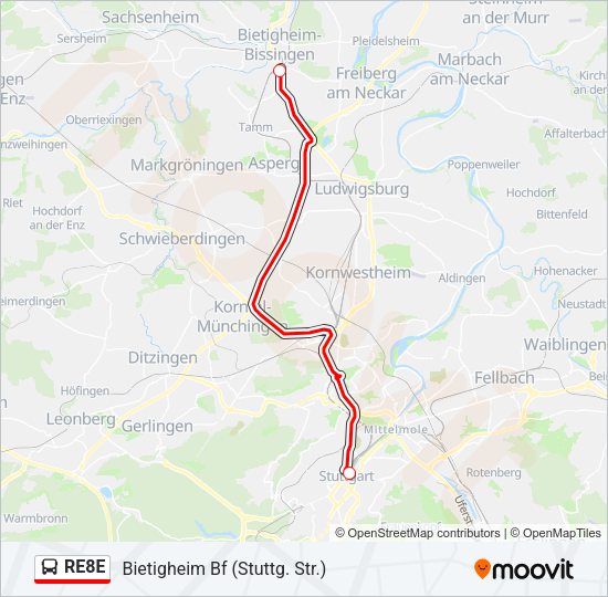 RE8E Bus Line Map