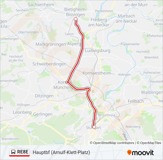 RE8E Bus Line Map