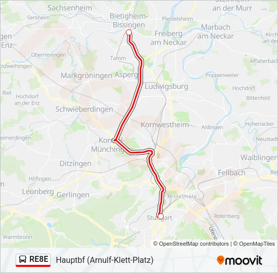 RE8E Bus Line Map