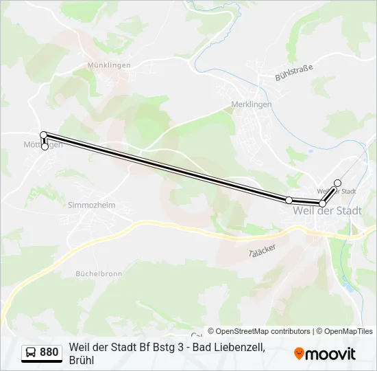 880 Bus Line Map