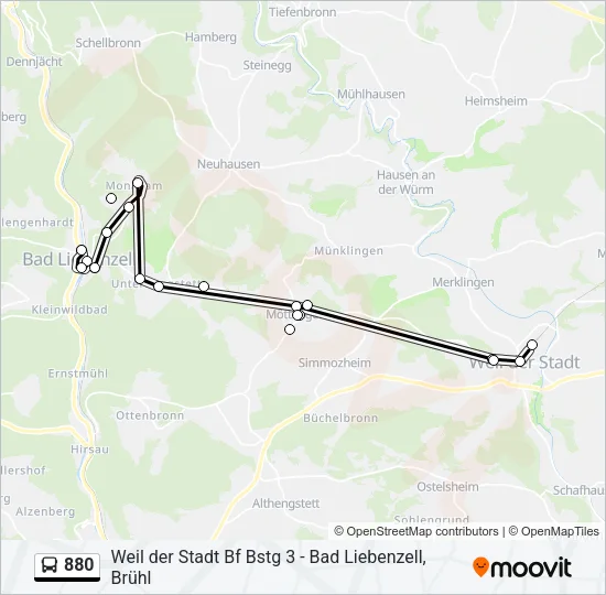 880 Bus Line Map