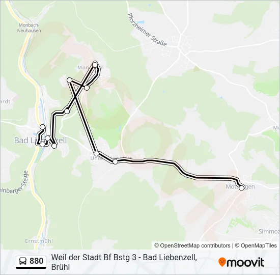 880 Bus Line Map