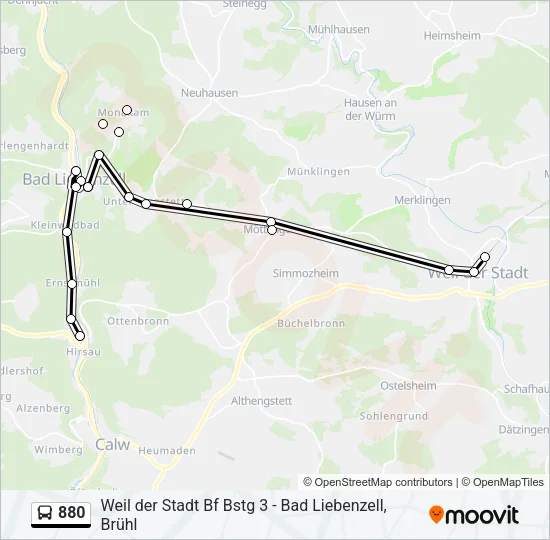 880 Bus Line Map