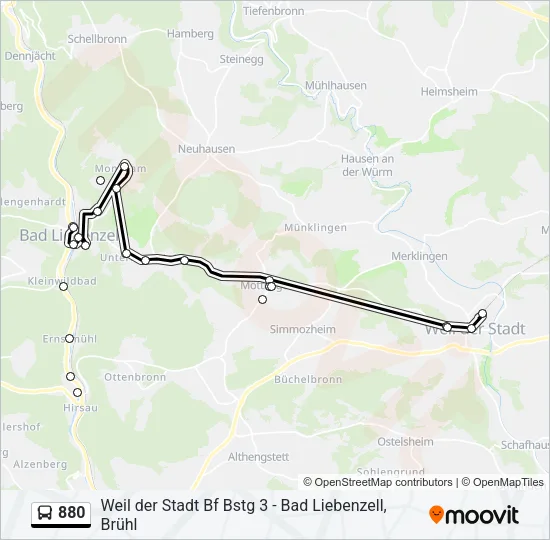 880 Bus Line Map