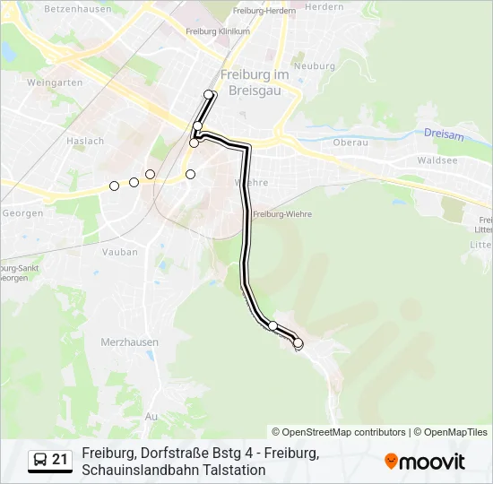 21 Bus Line Map