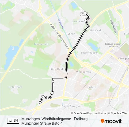 34 Bus Line Map