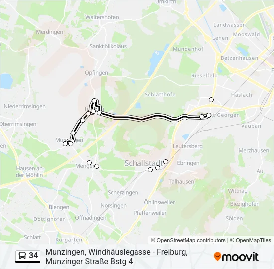 34 Bus Line Map