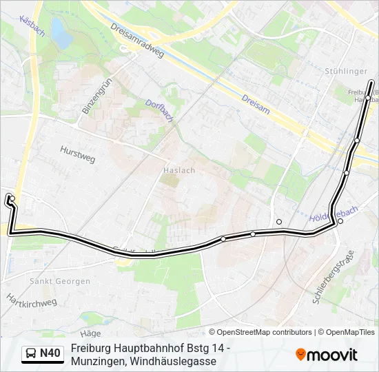 N40 Bus Line Map