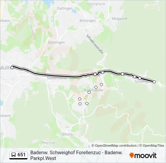 651 Bus Line Map