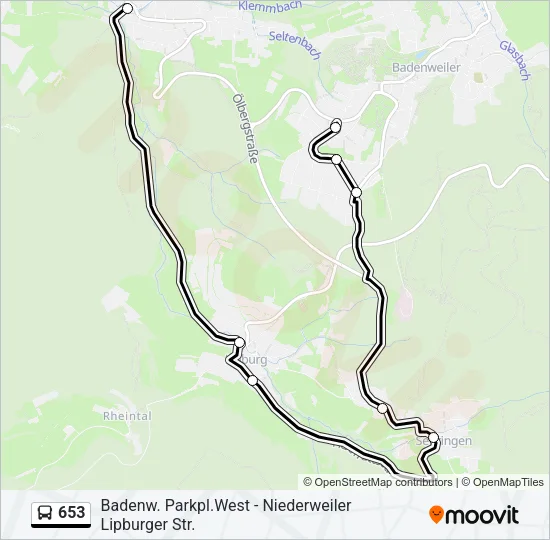 653 Bus Line Map