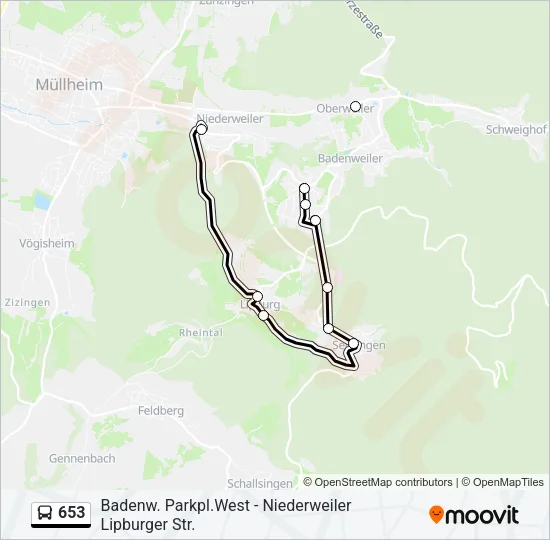 653 Bus Line Map