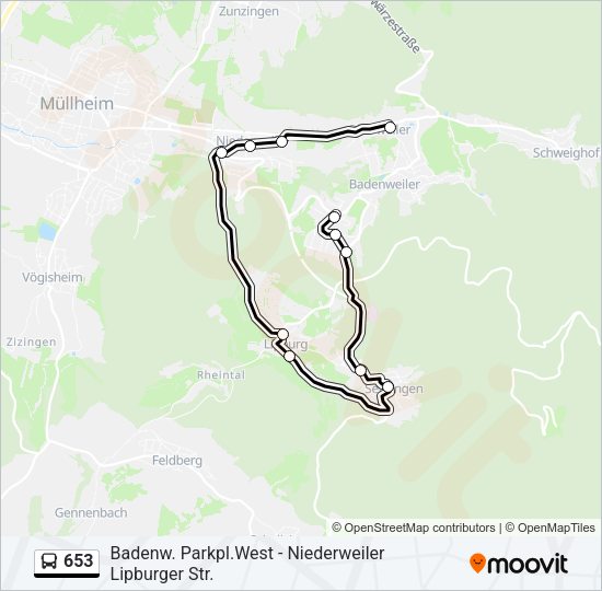 653 Bus Line Map