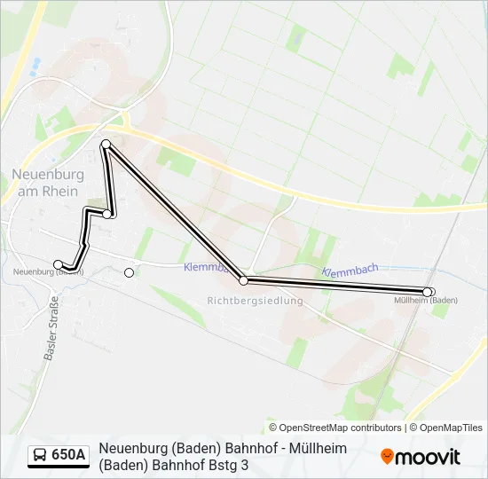 650A Bus Line Map