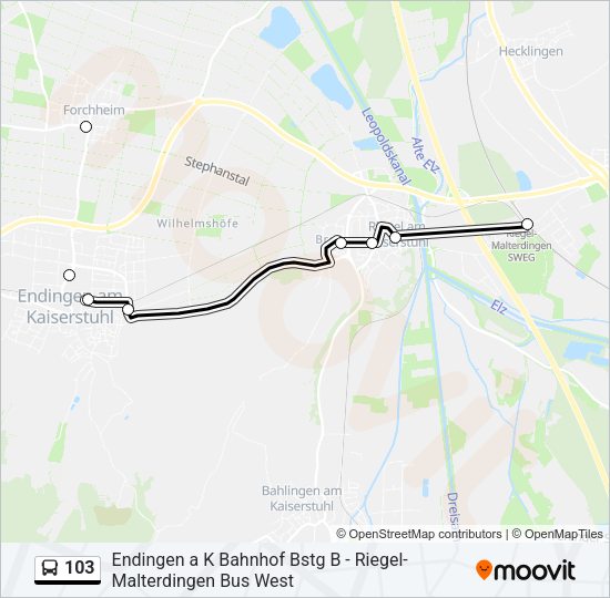 103 Bus Line Map