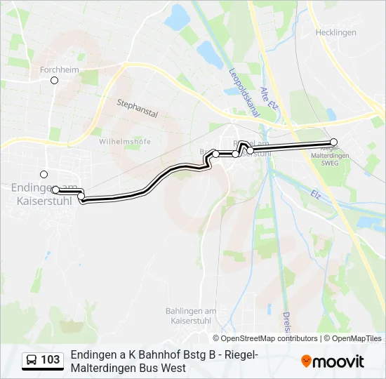 103 Bus Line Map