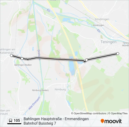 105 Bus Line Map
