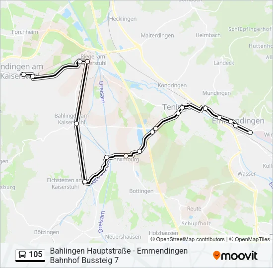 105 Bus Line Map