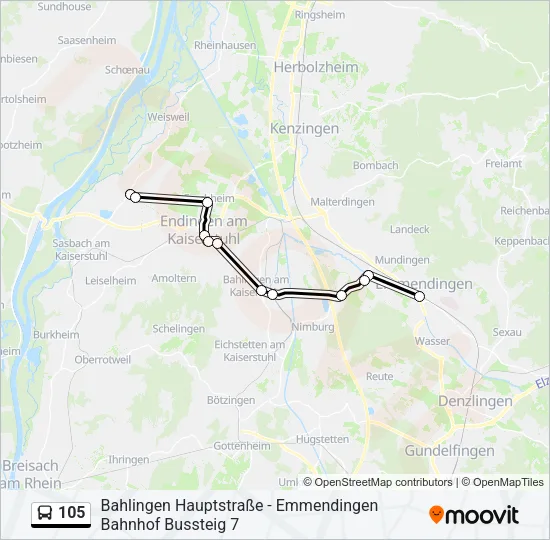 105 Bus Line Map