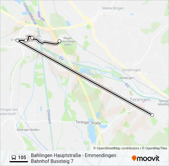 105 Bus Line Map