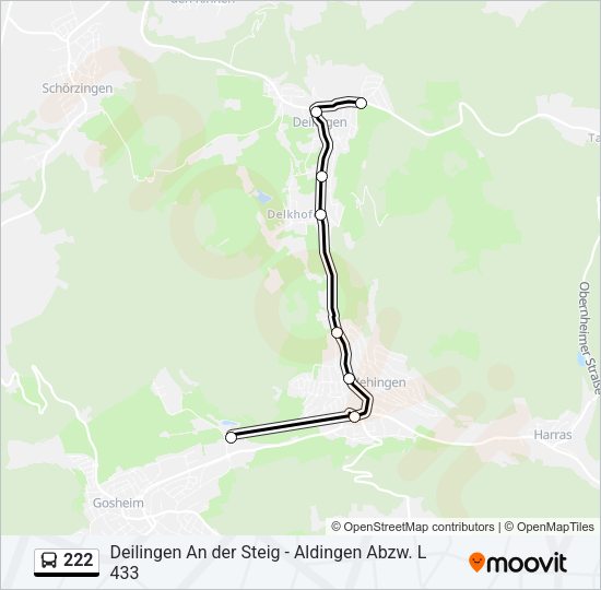 222 Bus Line Map